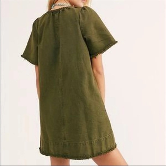 NWOT-Free People Army Green Lace Up Denim Style
“When Hearts Align” Dress (XS/S) - Picture 3 of 11